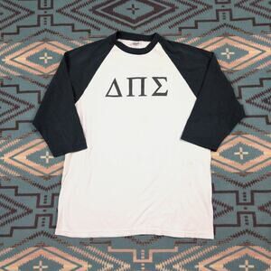 Vintage 90s Delta Pi Sigma Fraternity T Shirt Raglan Style Distressed Large